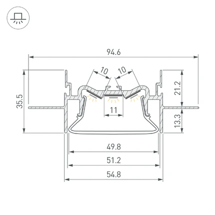 Профиль для лент FOLED-50-CEIL-CENTER-2000 Arlight 035769