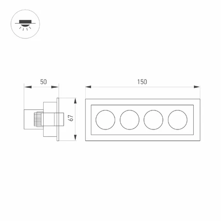 Потолочный светильник MS-ORIENT-BUILT-TURN-TC-S67x150-10W Arlight 032229