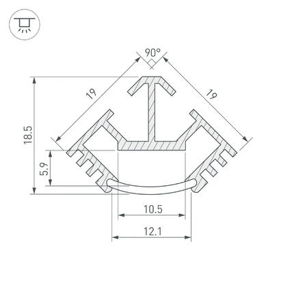 Профиль для лент T45-2000 (CT) ANOD Arlight 016942