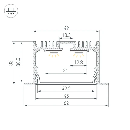 Профиль для лент SL-LINIA62-F-2000 ANOD Arlight 059809