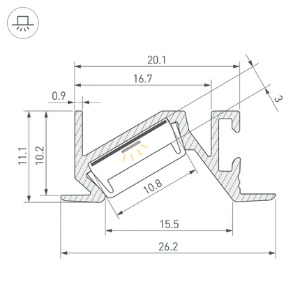 Профиль для лент PDS-BEVEL-F-2000 ANOD Arlight 063456