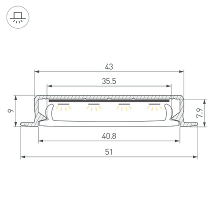 Профиль для лент SL-LINIA40-F-H9-2000 ANOD Arlight 063906