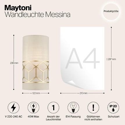 Настенный светильник Maytoni MESSINA H223-WL-01-G