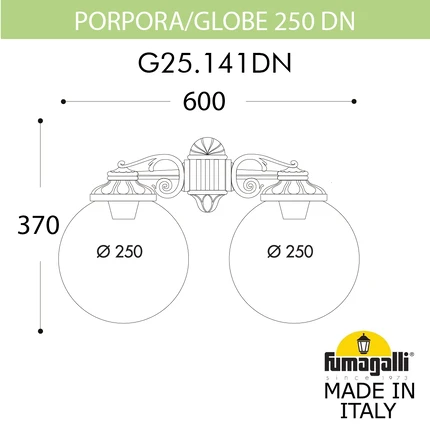 Уличный настенный светильник Fumagalli PORPORA/G250DN G25.141.000.BZE27DN