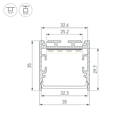 Профиль для лент SL-LINE-3535-3000 BLACK с рефлектором Arlight 064463