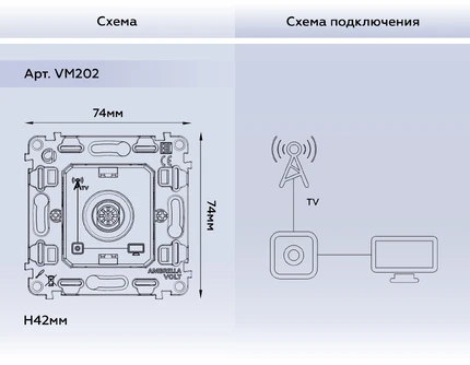Механизм розетки TV Ambrella Volt QUANT VM202