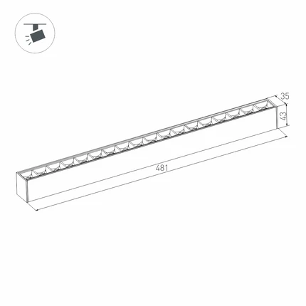 Магнитный трековый светильник MAG-LASER-45-L480-18W Arlight 046542