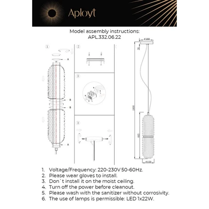 Подвесной светильник Aployt OZEYNN APL.332.06.22
