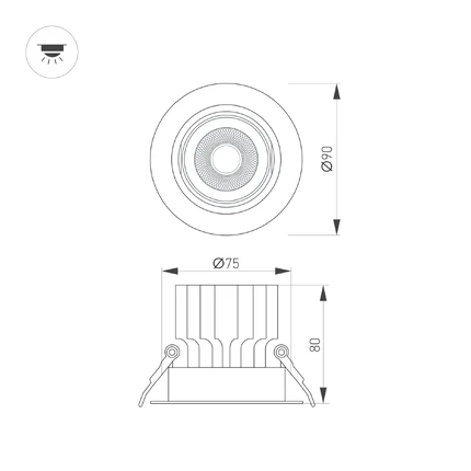 Карданный светильник MS-VORTEX-BUILT-R90-12W Arlight 043479