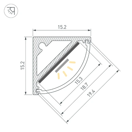 Профиль для лент SL-KANT-H15-3000 ANOD Arlight 061356