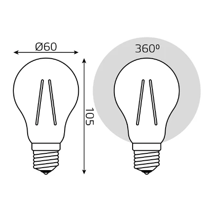 Светодиодная филаментная лампа Gauss FILAMENT ELEMENTARY A60 7W 530Lm 2700K E27 22217