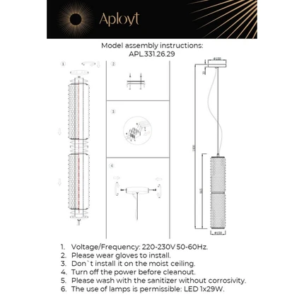 Подвесной светильник Aployt OZANN APL.331.26.29