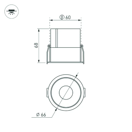 Встраиваемый светильник MS-ATLAS-BUILT-R66-15W Warm3000 Arlight 037185(1)