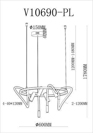 Подвесная люстра Moderli TRUE V10690-PL