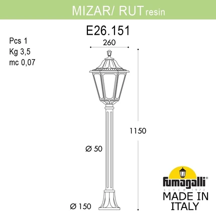 Ландшафтный светильник Fumagalli RUT E26.151.000.AXE27