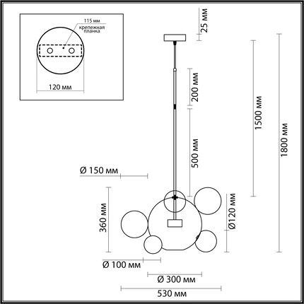 Подвесной светильник Odeon Light BUBBLES 4802/12LB