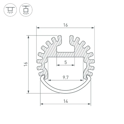 Профиль для лент ARH-ROUND-D16-2000 ANOD Arlight 039217