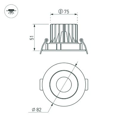 Встраиваемый светильник MS-FORECAST-BUILT-TURN-R82-8W Warm3000 Arlight 037187(1)