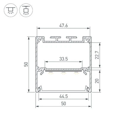 Профиль для лент SL-LINE-5050-2000 WHITE с рефлектором Arlight 064467