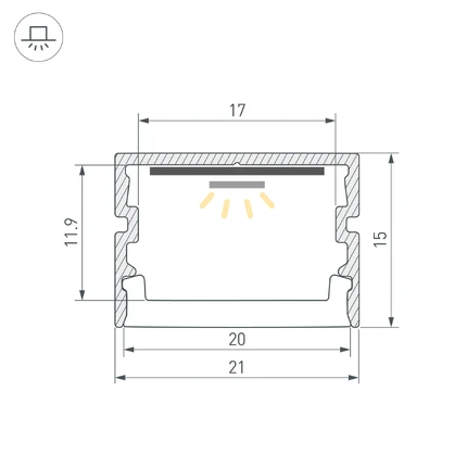 Профиль для лент FANTOM-BENT-W21-SIDE-2000 ANOD Arlight 064492