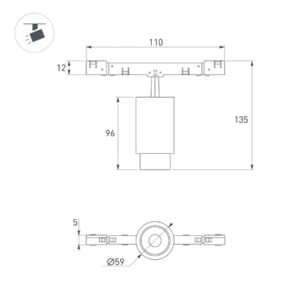 Магнитный трековый светильник MAG-MICROCOSM-SPOT-ZOOM-R59-12W Arlight 052097