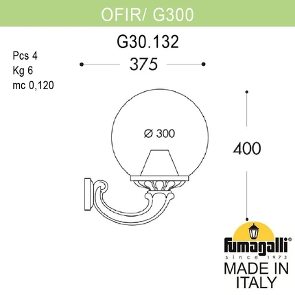 Уличный настенный светильник Fumagalli OFIR/G300 G30.132.000.AYE27