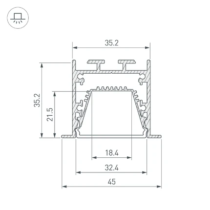 Профиль для лент LINIA45-F-TRAY-3000 ANOD Arlight 062188