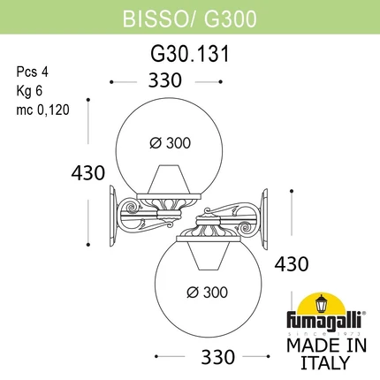 Уличный настенный светильник Fumagalli BISSO/G300DN G30.131.000.VXE27DN