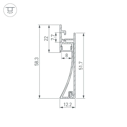 Профиль для лент PLINTUS-H58-F-2000 WHITE Arlight 045297