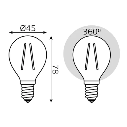 Светодиодная филаментная лампа Gauss FILAMENT ELEMENTARY Шар 8W 540Lm 4100K E14 52128
