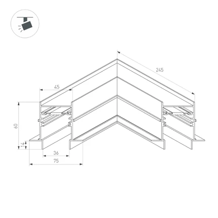Коннектор для магнитного шинопровода MAG-CON-4560-FDW-L90 Arlight 034681