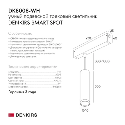Трековый светильник Denkirs SMART DK8008-WH