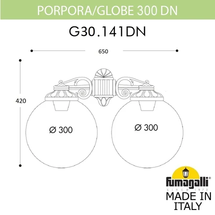 Уличный настенный светильник Fumagalli PORPORA/G300DN G30.141.000.VZE27DN