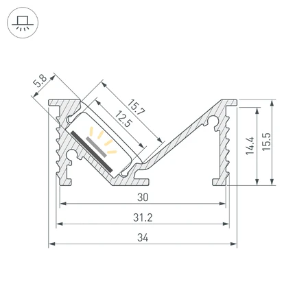 Профиль для лент c боковым свечением SL-BEVEL-W32-F-2000 ANOD BLACK Arlight 063941