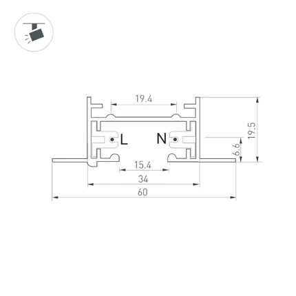 Шинопровод LGD-2TR-TRACK-F-2000-BK-M Arlight 038673