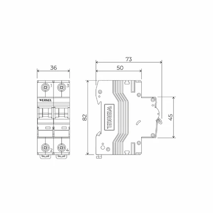 Выключатель автоматический 2P 50 A C 6 кА W902P506 4690389192890
