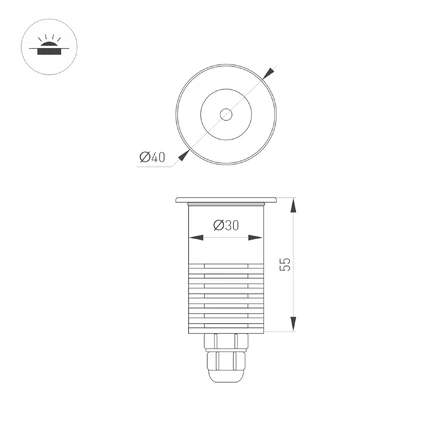 Грунтовый светильник ART-GROUND-R40-3W Warm3000 Arlight 048820