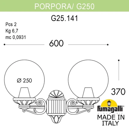 Уличный настенный светильник Fumagalli PORPORA/G250 G25.141.000.AXE27
