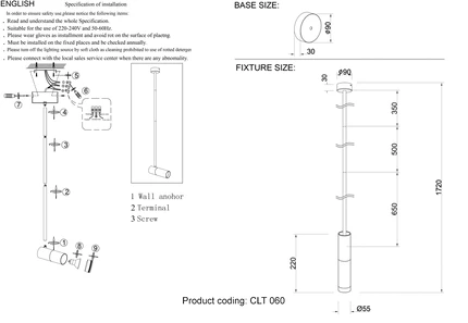 Точечный подвесной светильник Crystal Lux CLT 060C1 BL