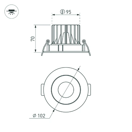 Встраиваемый светильник MS-FORECAST-BUILT-TURN-R102-12W Warm3000 Arlight 037188(1)