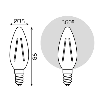 Светодиодная филаментная лампа Gauss FILAMENT ELEMENTARY Свеча 12W 730Lm 2700K E14 32112