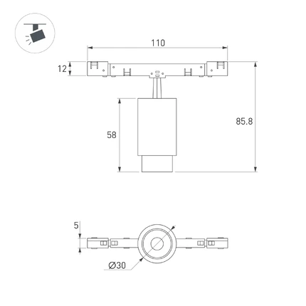 Магнитный трековый светильник MAG-MICROCOSM-SPOT-ZOOM-R30-2W Arlight 051803