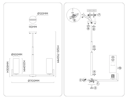 Люстра на штанге Ambrella light MODERN LH56064