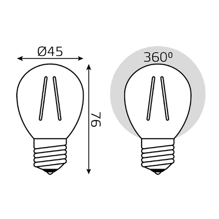 Светодиодная филаментная лампа Gauss FILAMENT ELEMENTARY Шар 8W 510Lm 2700K E27 52218