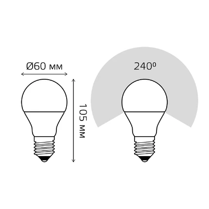 Светодиодная лампа Gauss A60 7W 540Lm 4100K E27 23227A