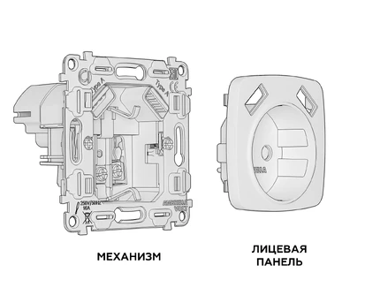Розетка с/з USB A+A  Ambrella Volt OMEGA MO909010