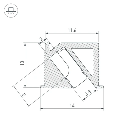 Профиль для лент SL-BEVEL-H10-F14-2000 ANOD OLIVE GREY Arlight 038200