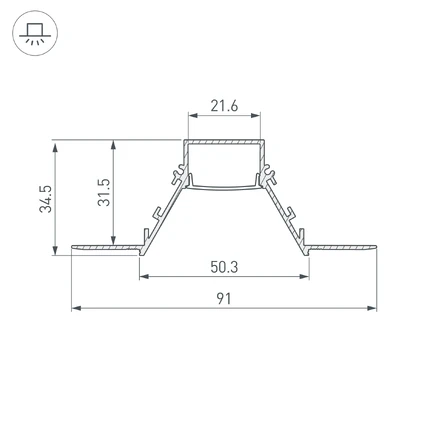 Профиль для лент COMFORT21-V-FANTOM-2000 ANOD Arlight 053032