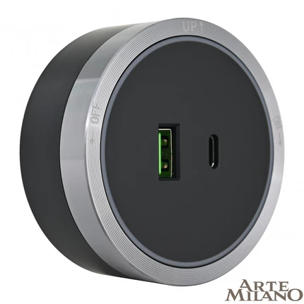 Розетка USB трековая Arte Milano 380066TS LED/USB-Type-C Grey