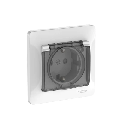 Розетка с/з со шторками и с крышкой Systeme Electric GLOSSA GSL000148S